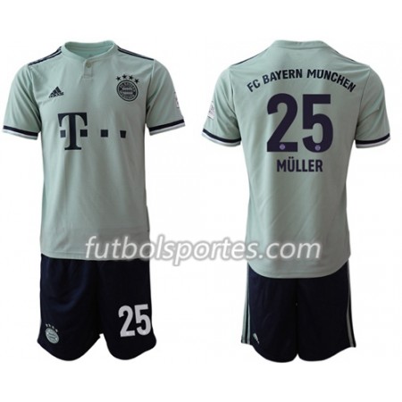 Camisetas Bayern de Múnich Muller 25 Niño Segunda Equipacion 2018/2019